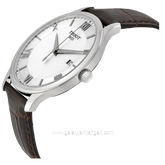 TISSOT T-CLASSIC T063.610.16.038.00 Brown Silver Dial White Leather Strap